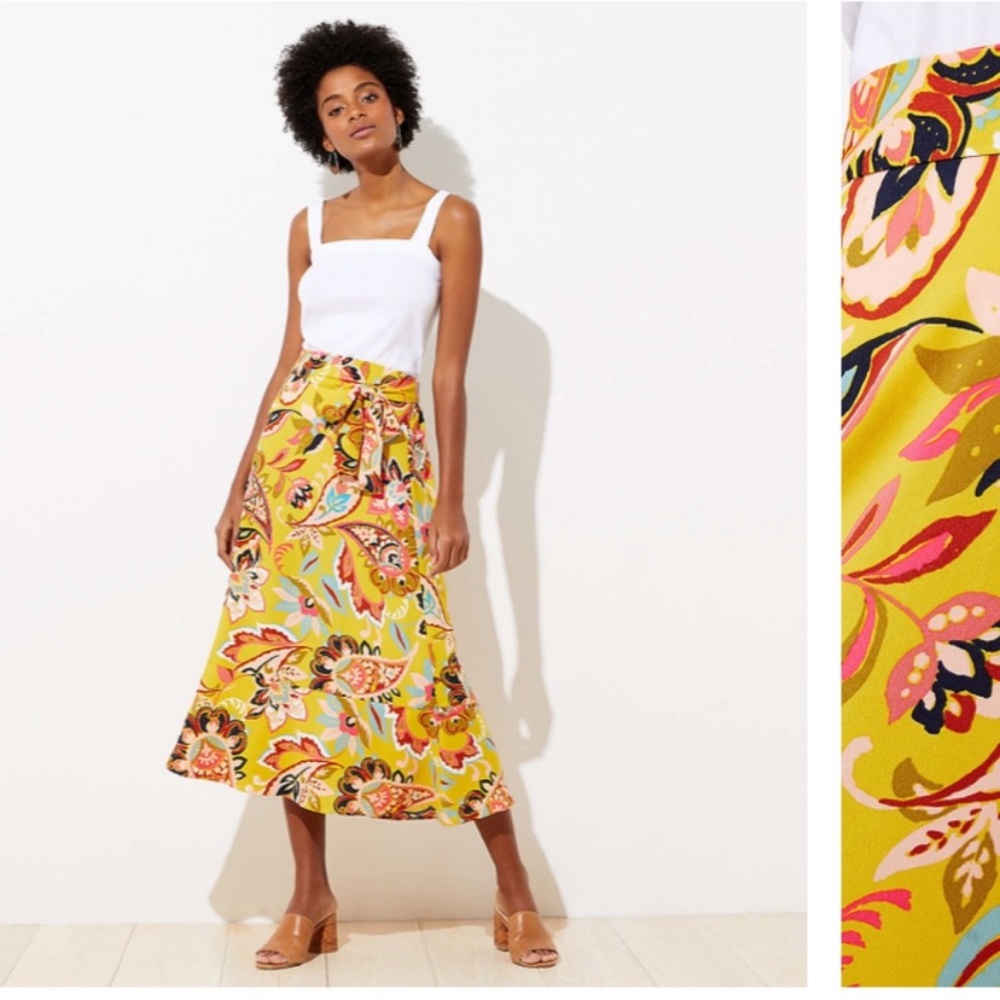 LOFT Saffron Spice Wrap Skirt - Large